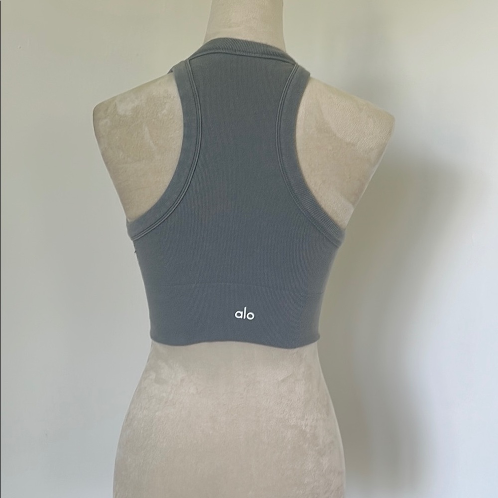 Alo Gray Racerback Crop Top XS